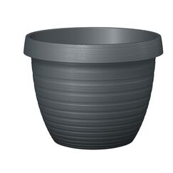 Scheurich Country Star, Pflanzgefäß aus Kunststoff, Metallic Grey, 40 cm Durchmesser, 30 cm hoch, 21,5 l Vol.