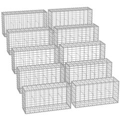 SONGMICS Gabionenkörbe, Metall-Steinkörbe mit 5 x 10 cm Maschenweite für Mauersteine, verzinkt, Steingabione Mauer, 100 x 50 x 30 cm, 10er-Set, silber GGB053V1