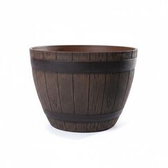 Jinfa Weinfass Pflanzkübel – Holzfass-Optik für Garten – Kunststoff Ø 38 cm Kastanie