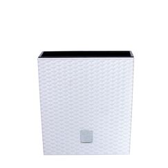 HappyFlower MultiProject Blumentopf Pflanzkübel inkl. Einsatz rund Rattan-Optik 7 Größen 4 Farben Übertöpfe (32 cm x 32 cm/Höhe 32,5 cm, Weiß)