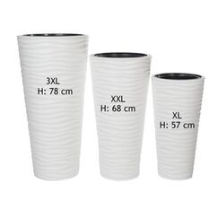 MELTOM Blumentopf Welle Slim Blumenkübel Rund Einsatz Pflanzgefäß 3D Effekt in Weiß Set 3: XL XXL 3XL