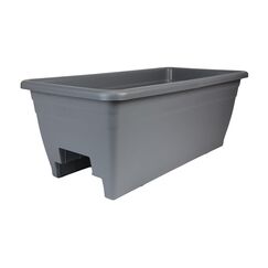 The HC Companies Pflanzkasten für Deckgeländer mit abnehmbaren Ablaufstopfen, Leichter und wetterfester Kunststoff-Blumenkasten, Balkon-Pflanzgefäße für Geländer und Zaun (61 cm, warmes Grau)