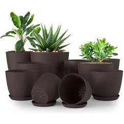 Utopia Home 10er-Pack Blumentopf 18/17/15/13/12 cm Übertopf mit Untertasse Für Küche, Balkon Blumentöpfe mit Untertasse Gartenpflanzen Sukkulenten, Baumschule Blumentopf für Zimmerpflanzen Braun.