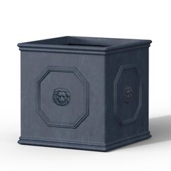 Kante RF0172B-C80451 Übertopf mit Löwenkopf, leicht, klassisch, quadratisch, Antik-Grau, 12.6"