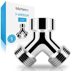 Bächlein Y-Verteiler aus Messing für den Einsatz in Haus & Garten - 2 Wege Y-Verteiler für einen G 3/4" Wasseranschluss