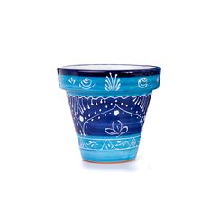 WG WATAGIFT Handbemalter keramischer Blumentopf Mediterraneo | Gartenpflanzgefäß mit Abflussloch | Innendekoration für Zuhause | Ø 20cm H 18cm