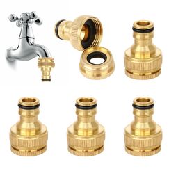 Jubaopen 5 Stück Messing Schlauchanschluss Hahnverbinder Anschluss Innengewinde Wasserhahn Adapter 1/2 und 3/4 Außengewinde Messing Gartenschlauch