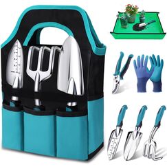 Kynup Gartenwerkzeug-Set, 7 Stück Garten Hand Werkzeuge, Rost-Sicht Gartenarbeit Set mit dauerhafter Aufbewahrungstasche, Ergonomischer Anti-Rutsch-Griff, ideale Gartengeschenke für Frauen und Männer