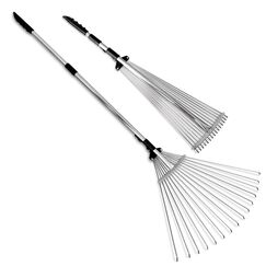 TABOR TOOLS J16E Gartenrechen, Metall Harke mit teleskopierbare Griff (82-160cm), verstellbare Laubbesen mit zusammenklappbare Werkzeugkopf (20cm - 58cm)