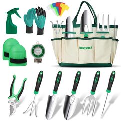 DEWINNER Gartenwerkzeug-Set, Handwerkzeug-Geschenkset, Außentür, Garten, Umpflanzen, Gabel für Gärtner, Kelle, Umpflanzer, Kultivator, Unkrautjäten, mit robuster Aufbewahrungstasche zur Aufbewahrung