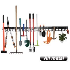 YueTong 172,7 cm Gartenwerkzeug-Organizer aus Metall, verstellbare Garagen-Wand-Organizer und Aufbewahrung, robuste Wandhalterung mit Haken für Besen, Rechen, Mop, Schaufel (4 Stück)