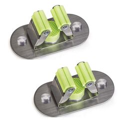 Meiyijia Besenhalter für die Wand, multifunktional, Bohren von Schrauben und selbstklebend, Mop Halterung, 304 gebürstet, Edelstahl, zum Aufhängen von Werkzeugen, 2 Stück