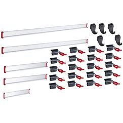 BRUNS Gerätehalter-Set - 20 Gerätehalter 5 Haken Führungsschienen 2x100cm 2x50cm 30cm