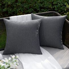 EMEMA Kissenbezug Outdoor Wasserdicht Sofakissen Wasserfest Dekokissen Kissenbezüge Dekorativ Kissen Kissenhülle aus Polyster für Garten Sofa Wohnzimmer Bett 2er Set 45x45 cm Dunkelgrau