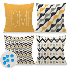 Cirzone Deko Wohnzimmer Kissenbezug 45x45 4er Set Wetterfest Leinen Outdoor Kissen Boho Deko für Garten, Balkon