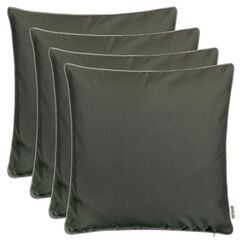 Brandsseller 4er Set Outdoor Kissen 45x45 cm – Wetterfeste Zierkissen mit Paspel – Wasserabweisende Gartenkissen & Dekokissen für draußen – Sofakissen für Balkon & Terrasse – Anthrazit