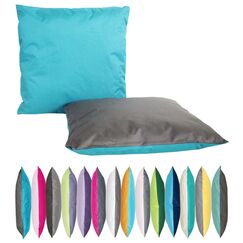 JACK 2-farbiges Wende Outdoor Lounge Kissen 45x45cm Dekokissen inkl. Füllung Wasserfest Sitzkissen Garten Stuhl Lotus Effekt, Farbe:Petrol - Anthrazit