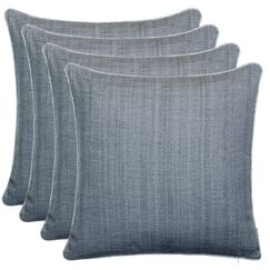Brandsseller 4er Set Outdoor Kissen 45x45 cm – Wetterfeste Zierkissen mit Paspel in Leinenoptik – Wasserabweisende Gartenkissen & Dekokissen für draußen – Sofakissen für Balkon & Terrasse - Grau