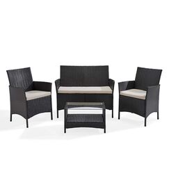 SVITA Brooklyn Gartenmöbel Poly Rattan Sitzgruppe Essgruppe Set Sofa-Garnitur Lounge Braun, Grau oder Schwarz (Grau)