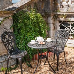 Lazy Susan Bistrotisch Tulipe 60 cm | Rund 2-Sitzer | Aluminiumguss | Wetterfest | 3 Jahre Garantie | Bronzefarben