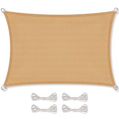 CelinaSun Sonnensegel inkl Befestigungsseile Premium HDPE wetterbeständig atmungsaktiv Rechteck 2 x 3 m Sand beige
