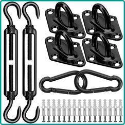 Morzejar Sonnensegel-Befestigungsset, 304 Edelstahl, strapazierfähig, dreieckig, rechteckig und quadratisch (M6, schwarz), 40 Stück