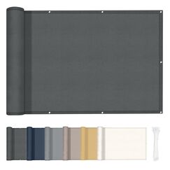 HENG FENG Balkon Sichtschutz 90x400cm, Wasserdicht, Wetterfest und 95% UV-Schutz, 160g/㎡ PES Balkonverkleidung Balkonabdeckung Balkonbespannung mit Kabelbindern, Anthrazit