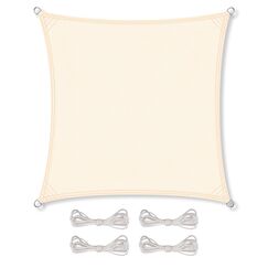 CelinaSun Sonnensegel inkl Befestigungsseile Premium PES wasserabweisend imprägniert Quadrat 4 x 4 m Creme weiß