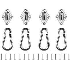 HOMPER M6 Sonnensegel Befestigungs Kit, Zubehör Montage für Viereckigen Dreieckigen Sonnenschutz Rostfreier Edelstahl(8-teiliges Set für Viereck + 16st Schrauben)