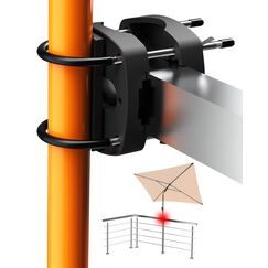 4smile Sonnenschirmhalter Balkongeländer SunnyEasy, Schwarz - Funktionale Sonnenschirm Halterung Balkon, flexibel montierbar - Schirmhalterung Balkongeländer ersetzt Sonnenschirmständer Balkon