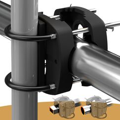 Menz Sonnenschirmhalter Balkongeländer in Schwarz - flexibel montierbare Schirmhalterung Balkongeländer, Solide Schirmhalterung als kompakter Sonnenschirmständer Balkon