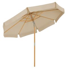 SONGMICS Sonnenschirm, 3 m, achteckig, Sonnenschutz, UV-Schutz, Mast und Streben aus Holz, neigbar, ohne Sockel, für Terrasse, Balkon, Garten, Taupe GPU32BR