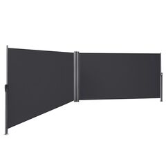 SONGMICS Doppelseitenmarkise, 1,6 x 6 m (H x L), ausziehbare Seitenmarkise, Sichtschutz, Sonnenschutz, Seitenrollo, für Balkon, Terrasse und Garten, anthrazit GSA320G