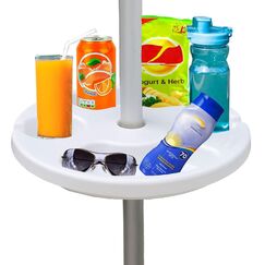 AMMSUN Sonnenschirmtisch aus Kunststoff mit 4 Becherhaltern, Weiß 12 Inch weiß
