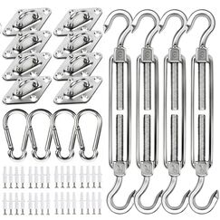 YOFIT Sonnensegel-Befestigungsmaterial-Set, 15,2 cm, zur Installation dreieckiger Sonnensegel, 304 Edelstahl, für Garten, im Freien, 80-teiliges Set