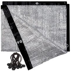 UNIUP Aluminium-Schattenplane, Silber, Abdeckplanen, Sichtschutz, für Haustiere, Pkw, Terrasse, Garten, Pergola, Überdachung mit Ösen und Kugelspannern, 70 % Schatten, ca. 3 m x 6 m