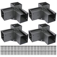 Antsky 3-Wege-Eck-Pergola-Halterung aus Edelstahl mit Schrauben für 10,2 x 10,2 cm (tatsächlich: 8,9 x 8,9 cm) Holzbalken, Pergola/Pavillon-Set (4 Stück)