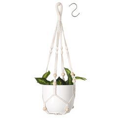 flintronic 1er Set Makramee Blumenampel, Baumwollseil Hängeampel Hängetopf für Pflanzen mit 1Pc S Metallhaken für Innen, Garten, Wohnzimmer，Außen, Balkon, Fenster, Balkone Wanddekoration