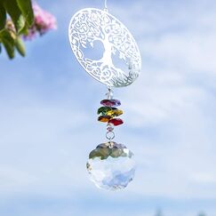 H&D HYALINE & DORA Kristall Regenbogen Sonnenfänger hängen Metall Baum des Lebens Anhänger
