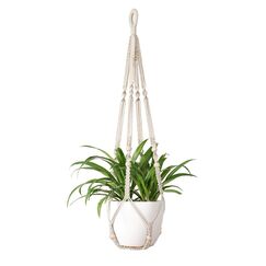 Mkouo Makramee Blumenampel Boho Deko Baumwollseil Blumentopfhalter Hängeampel Pflanzen für Innen Außen Decken Balkone Dekoration, 89cm