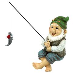 Design Toscano Ziggy The Fishing Gnome Statue Garden Ornament, mehrfarbig