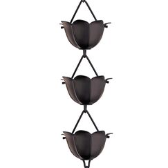 Monarch Rain Chains 18022 Aluminium-Fallrohr für Dachrinnen, große Tasse, Lotus, 2,5 m Länge, Ersatz-Fallrohr für Dachrinnen, Regenkette, 2,5 m, Schwarz