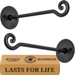 RTZEN Pflanzenaufhänger mit Wirbelhaken – handgeschmiedet, robust, schmiedeeiserne Wanddekoration – für den Innen- und Außenbereich, wirbelnd, Körbe und Windspiele, 2 Stück