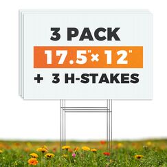 Blanko-Hof-Schilder mit Heringen, weißes, gewelltes Kunststoff-Rasenschild für personalisierte Geburtstags-, Garagenverkauf, Immobilien, Hundekot, großer Pfeil, Miete, 30.5 x 43.2 cm, 3 Stück