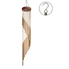 SuninYo Windspiel für den Außenbereich, 91,4 cm, mit S-Haken, EIN hochwertiges Geschenk für Garten, Terrasse, Balkon und Innendekoration (18 Röhren, goldfarben)