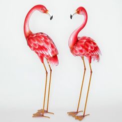 Bits and Pieces - 35 ½ Zoll hohe Metall Flamingo Gartenstatuen Hofdekorationen Outdoor Skulpturen Gartendeko Flamingo Yard Art 2er Set