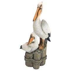 Design Toscano Küstendeko Ozeanpelikane Gartenvogelstatue, Polyresin, Vollfarbe, 61 cm