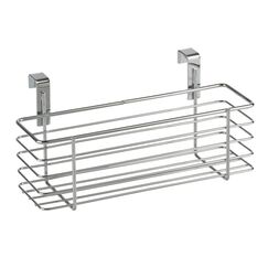 WENKO Einhängekorb Slim, Organizer zum Einhängen an Schranktür oder Schublade, Korb aus Metall, 24 x 11,5 x 10 cm, Chrom