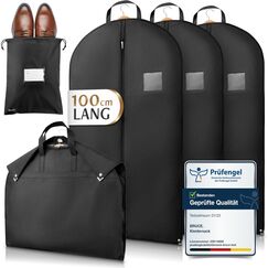 Bruce.® 3x Kleidersack Kurz 100x60cm inkl. 1x Schuhbeutel – Atmungsaktive Kleiderhülle für Anzug, Jacke & Hemd – 120 GSM Materialstärke – Anzugtasche für Reisen & Aufbewahrung - Kleidersäcke herren