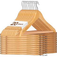 HOUSE DAY Kleiderbügel Holz Natur 20 Stück Stabil Kleiderbügel Drehbar Jackenbügel Anzugbügel Breit 44,5cm aus Naturholz